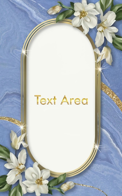 3d frame design for luxury Rich gold Classic frame fabric with flowers background text area marble