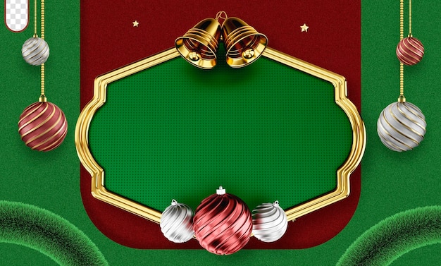 3d frame with Christmas decorations for composition