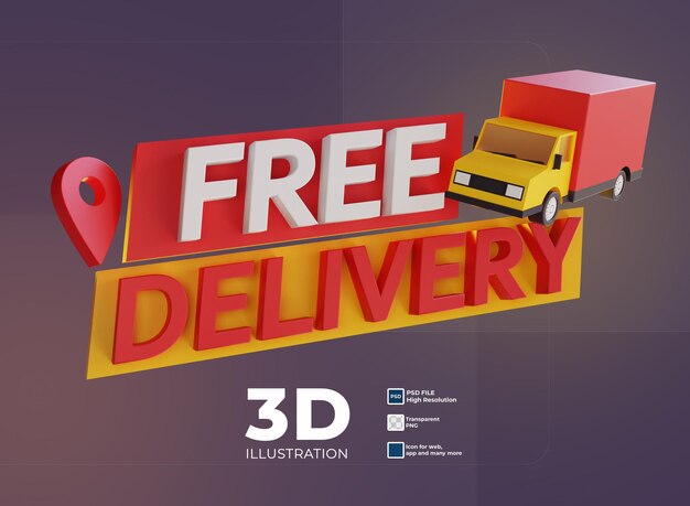 PSD 3d free delivery icon