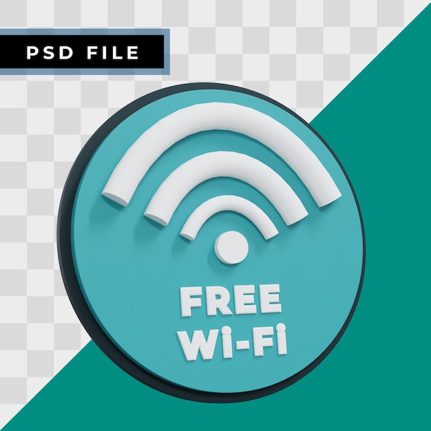 3D Free wifi sign icon illustration, Realistic and high resolution