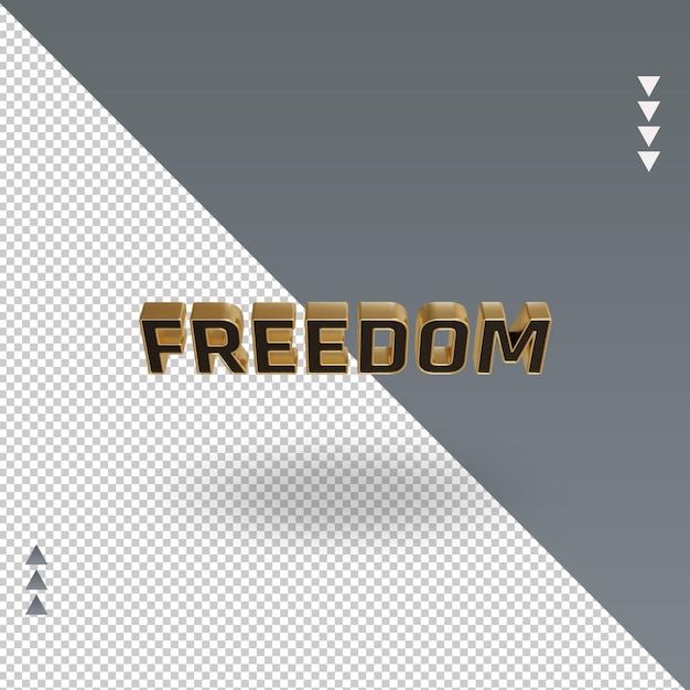 3d Freedom black gold icon rendering Top view