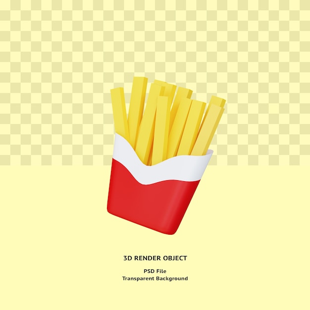 3d french fries illustratin object rendered premium psd