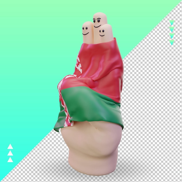 3d friendship day finger Belarus flag rendering right view