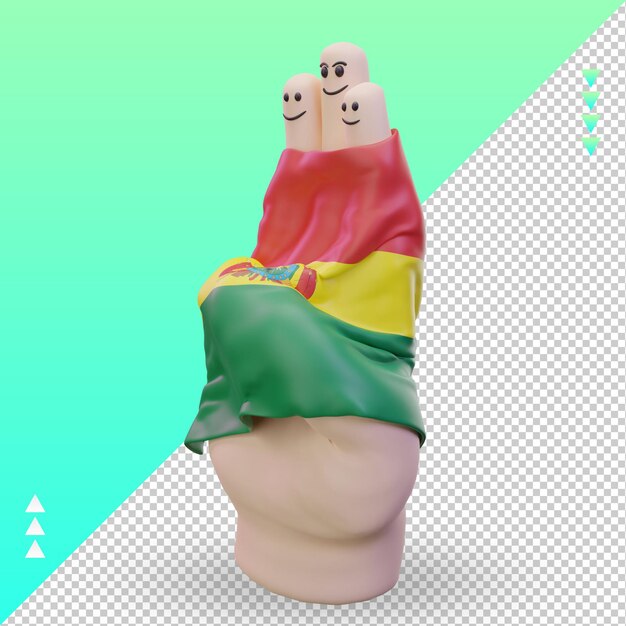 3d friendship day finger Bolivia flag rendering right view