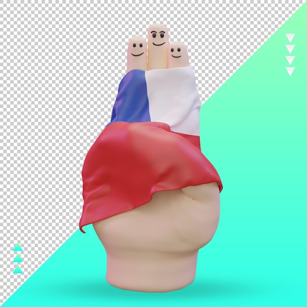 3d friendship day finger Chile flag rendering front view