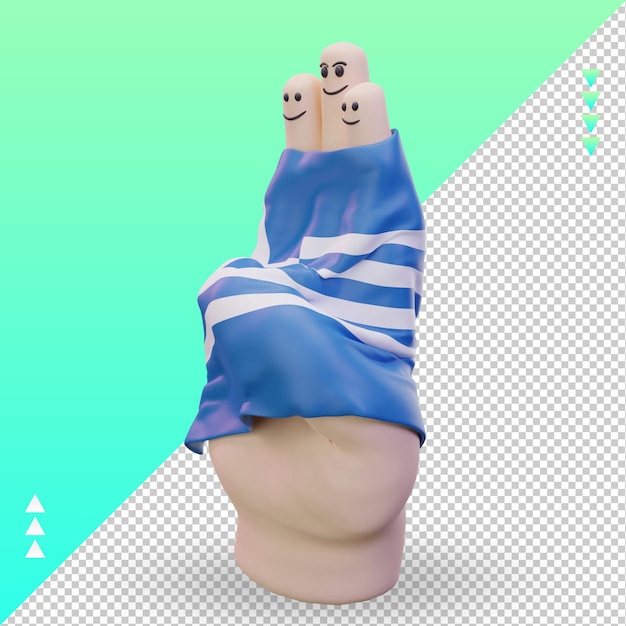 3d friendship day finger Greece flag rendering right view