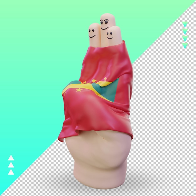 3d friendship day finger Grenada flag rendering right view