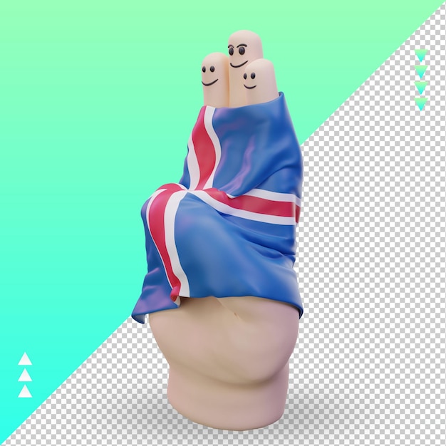 3d friendship day finger Iceland flag rendering right view