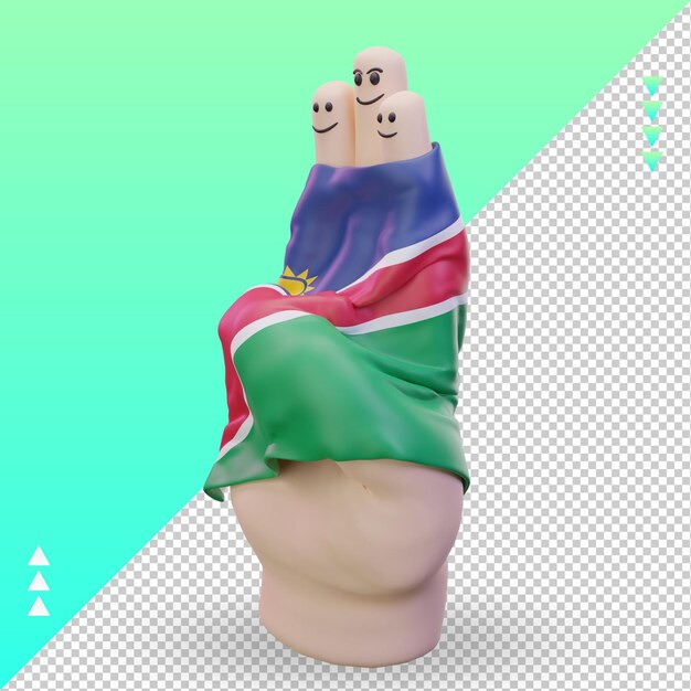 3d friendship day finger Namibia flag rendering right view