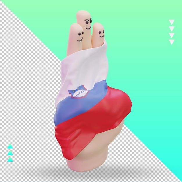 3d friendship day finger Slovenia flag rendering left view