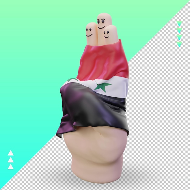 3d friendship day finger Syria flag rendering right view