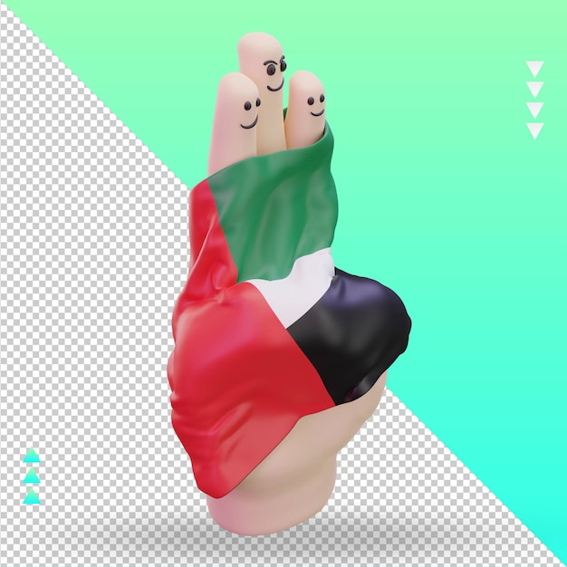 PSD 3d friendship day finger united arab emirates flag rendering left view