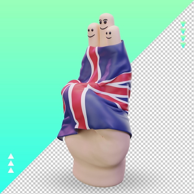 3d friendship day finger United Kingdom flag rendering right view