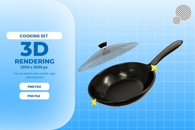 PSD 3d frying pan illustration object premium psd