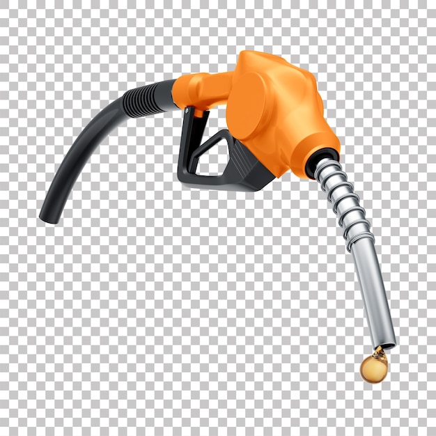 PSD 3d fuel pump nozzle for gasoline alcohol diesel at gas station with transparent background