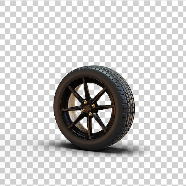 3D fully isolated dark metal tire with patterns