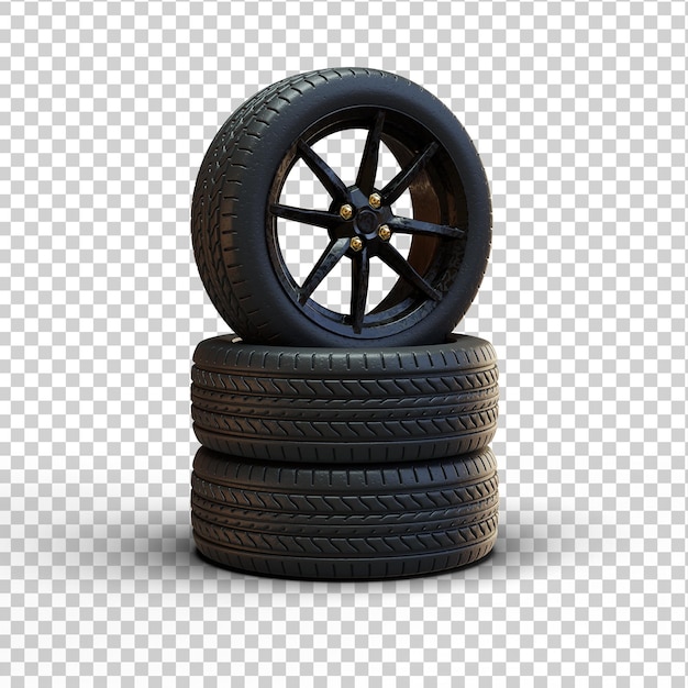 3D fully isolated dark metal tires