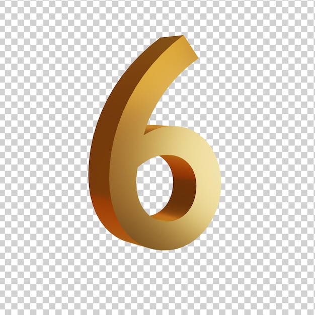 3D fully isolated number 6