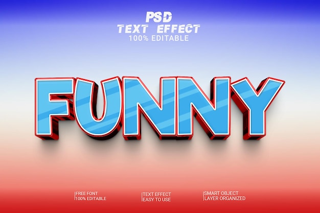 3d Funny psd text effect style editable