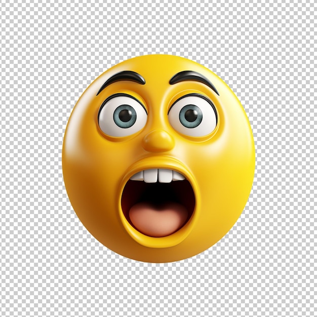 3d funny smiley face emoji icon isolated on transparent background