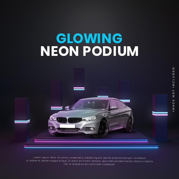 3d Futuristic Neon Glow Podium Stage Car Product Placement