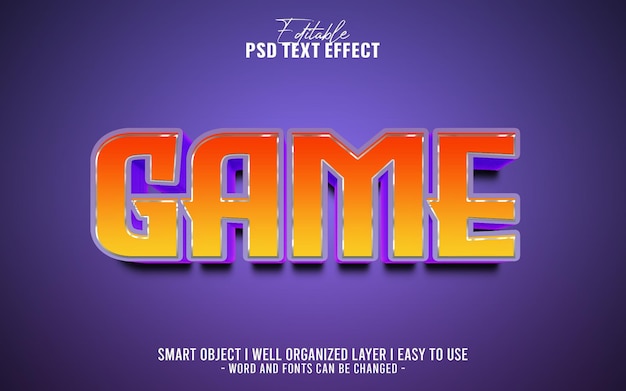 3d game editable text effect template