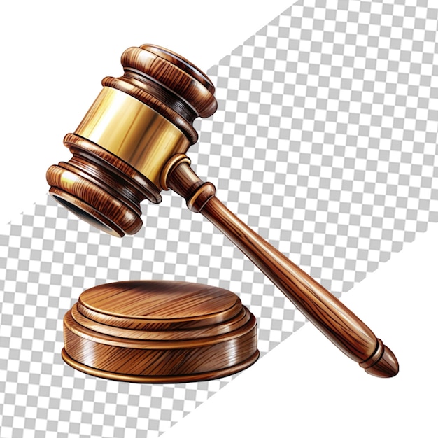 3d gavel isolated on transparent background