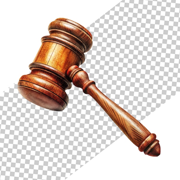 3d gavel isolated on transparent background