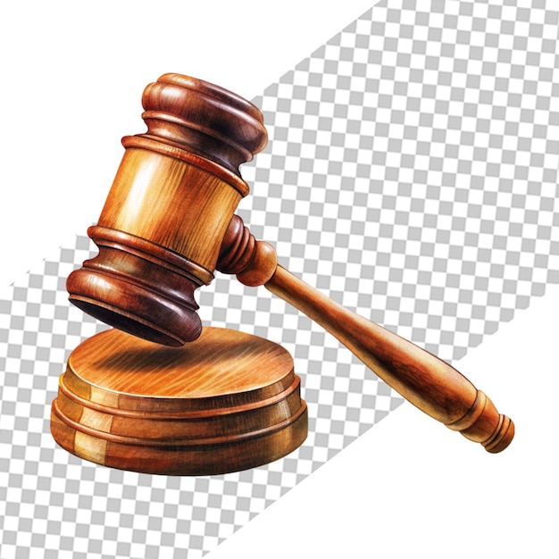 3d gavel isolated on transparent background