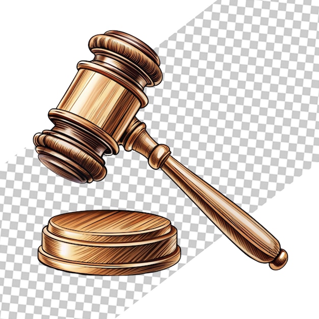 3d gavel isolated on transparent background