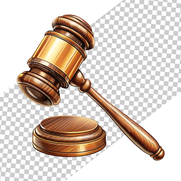 3d gavel isolated on transparent background