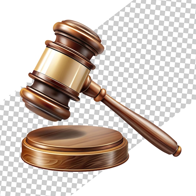 3d gavel isolated on transparent background