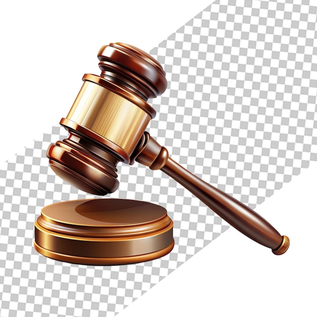 3d gavel isolated on transparent background