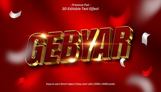 3D Gebyar Editable Text Effect