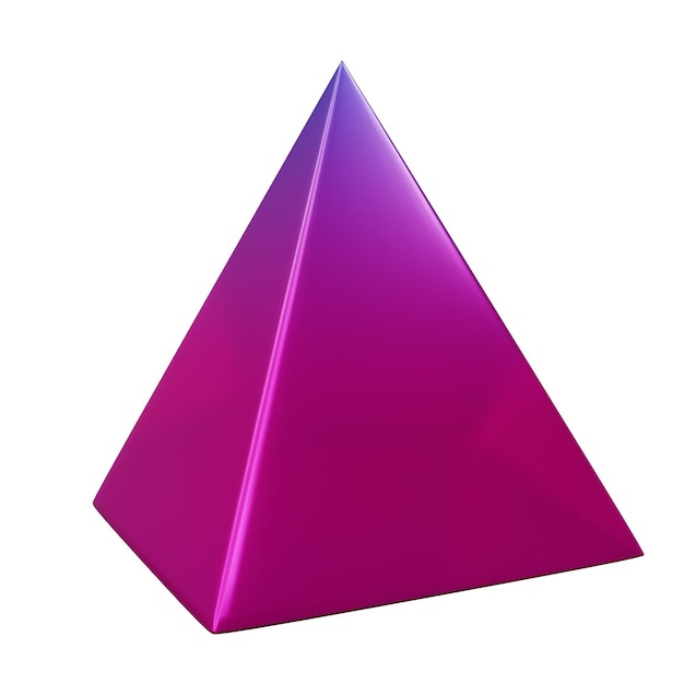 3d Geometry shape 4 Side Pyramid Gradient Purple Metallic Color realistic rendering element design