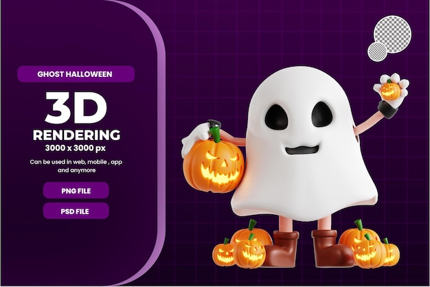 3d ghost halloween character say hello