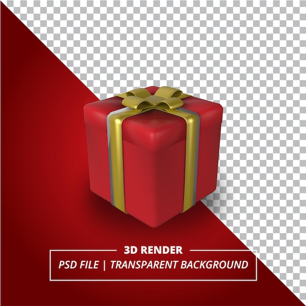 3D Gift Box Rendered on Transparent Background