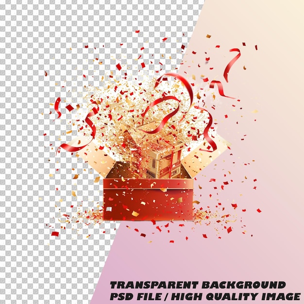 PSD 3d gift box on transparent background psd file