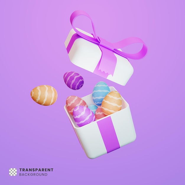 3d gift box with cute easter eggs