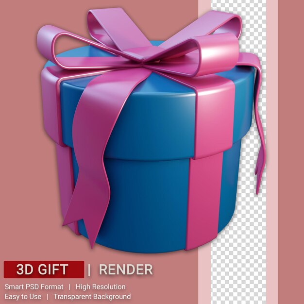 3D Gift Render isolated with transparent background