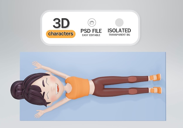 3d girl. Cute fitness girl doing hard athletic workout in the gym. cartoon