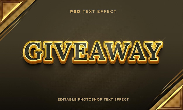 3D giveaway text effect template with gold color