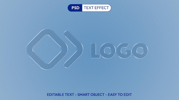 PSD 3d glass logo mockup transparent water text effect editable psd