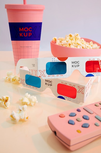 PSD 3d glasses mockup for movies