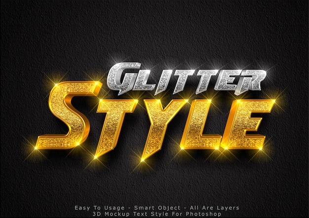 3d glitter mockup text style effect