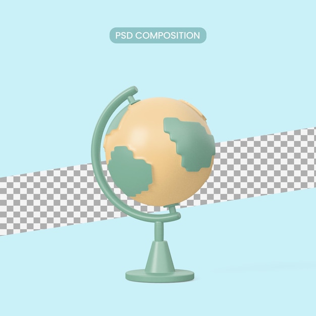 3d globe icon 3d render