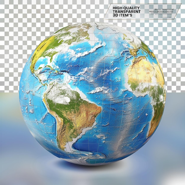 3D Globe Icon A Globe Shaped Icon Representing the World on Transparent Background