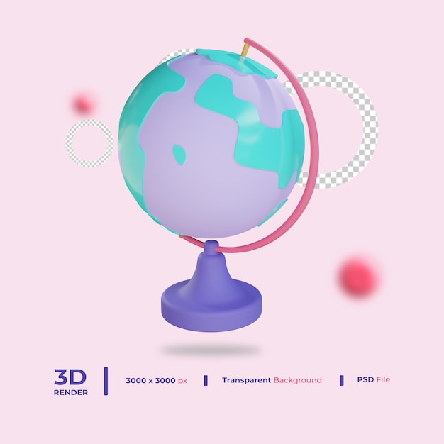 PSD 3d globe object with transparent background