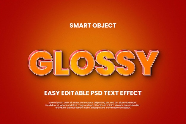 3D GLOSSY GLASS EDITABLE TEXT EFFECT