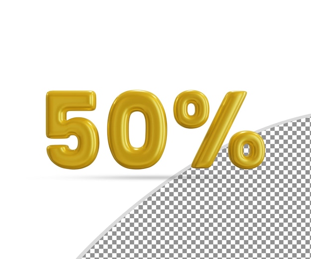 3d Glossy Gold Text Effect 50 Percent